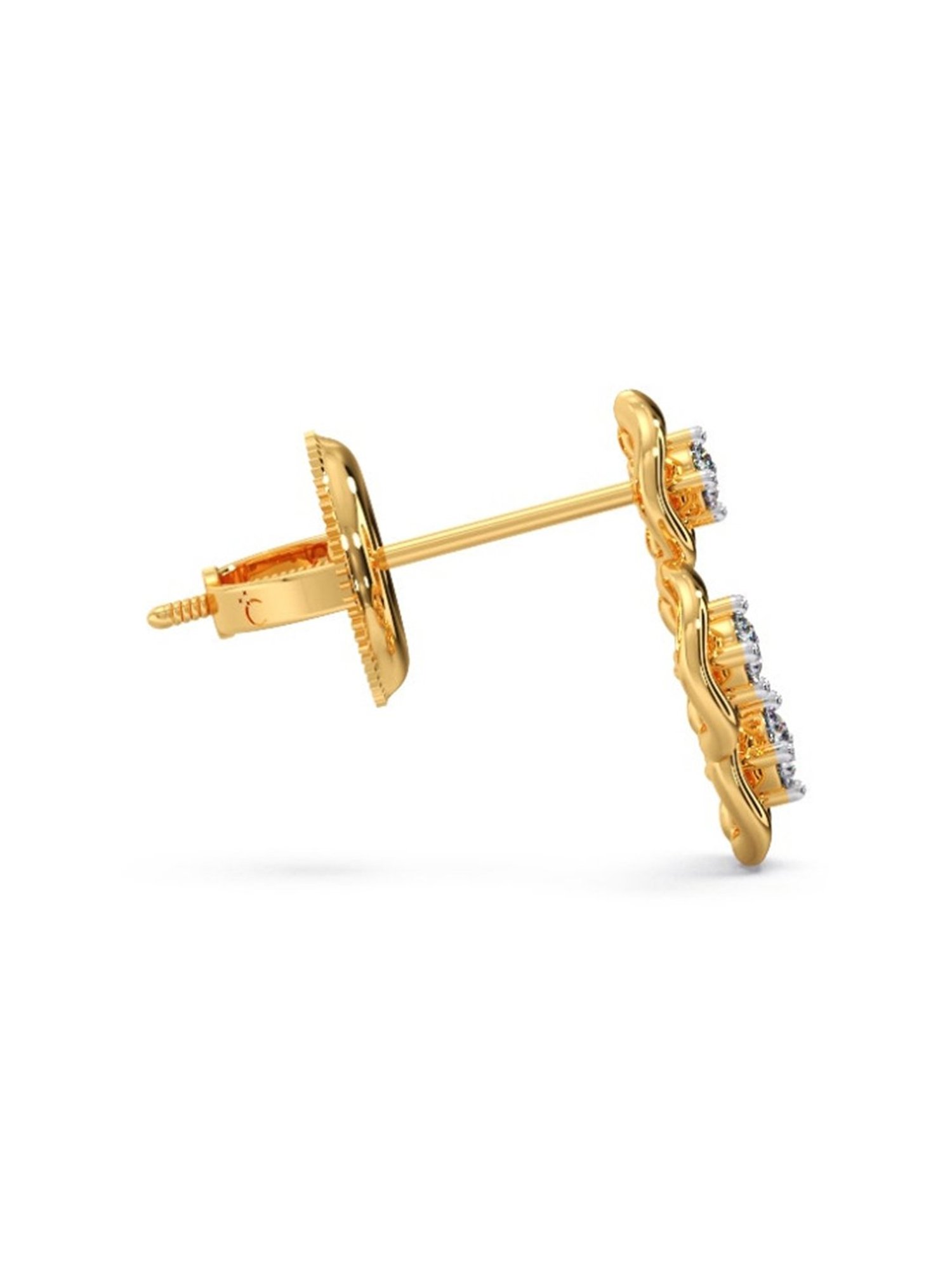Candere by Kalyan Jewellers Peacock Collection 18k Yellow Gold Diamond Stud Earrings for Women