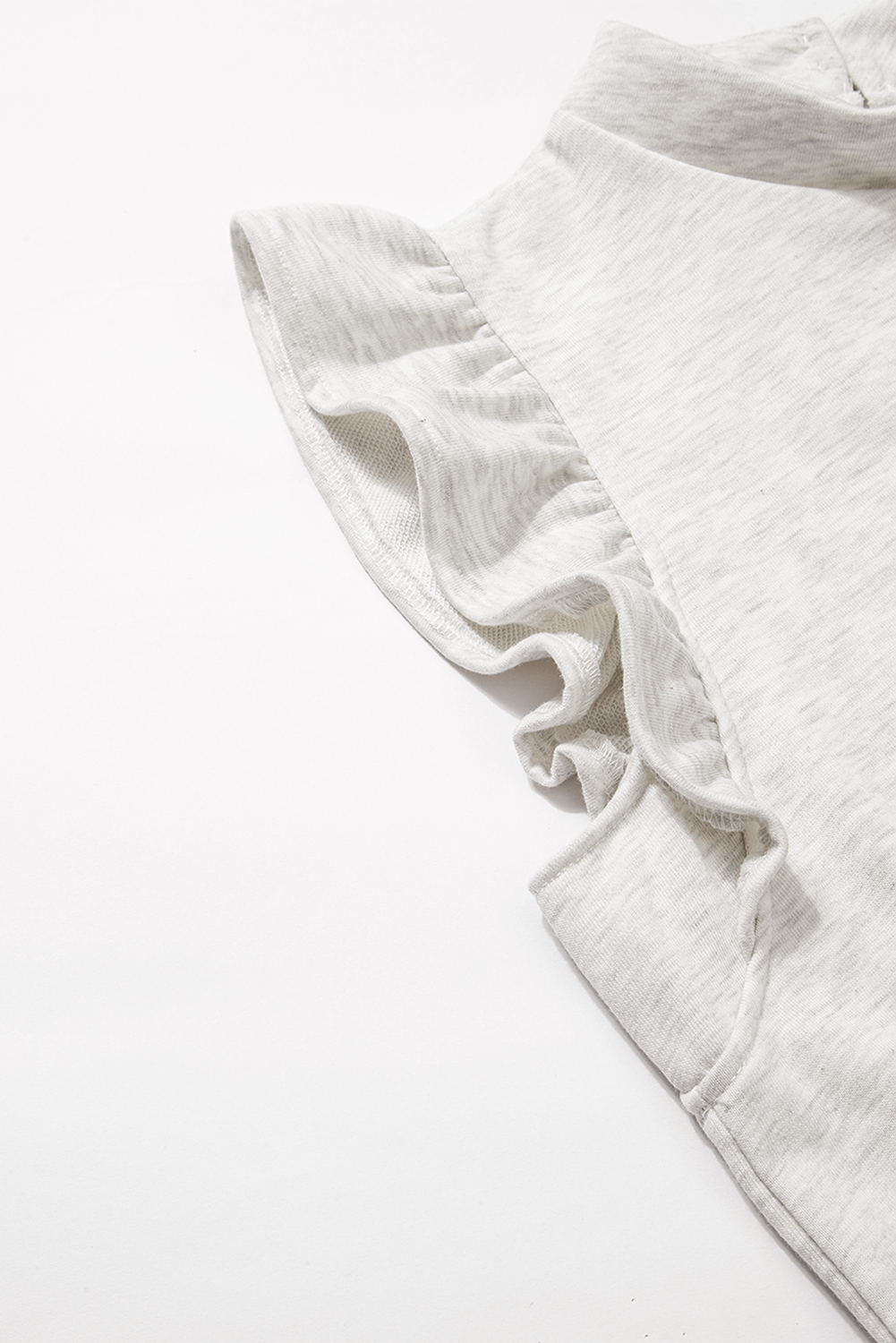 White Solid Color Ruffle Hem Mini Sweatshirt Dress