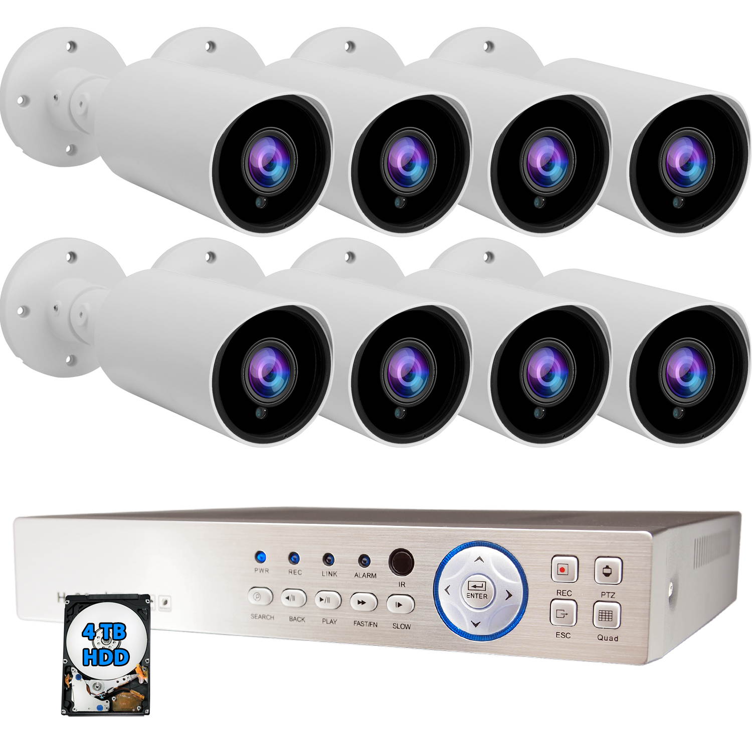 Evertech 8 Channel Surveillance System w/ 4TB Hard Drive and 1080p Indoor Outdoor IR Bullet Security Cameras