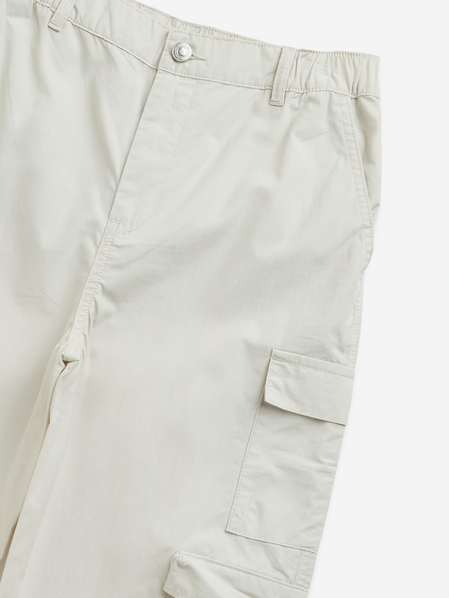 Y&F Boys by Westside Beige Mid-Rise Cargo-Style Cotton Joggers