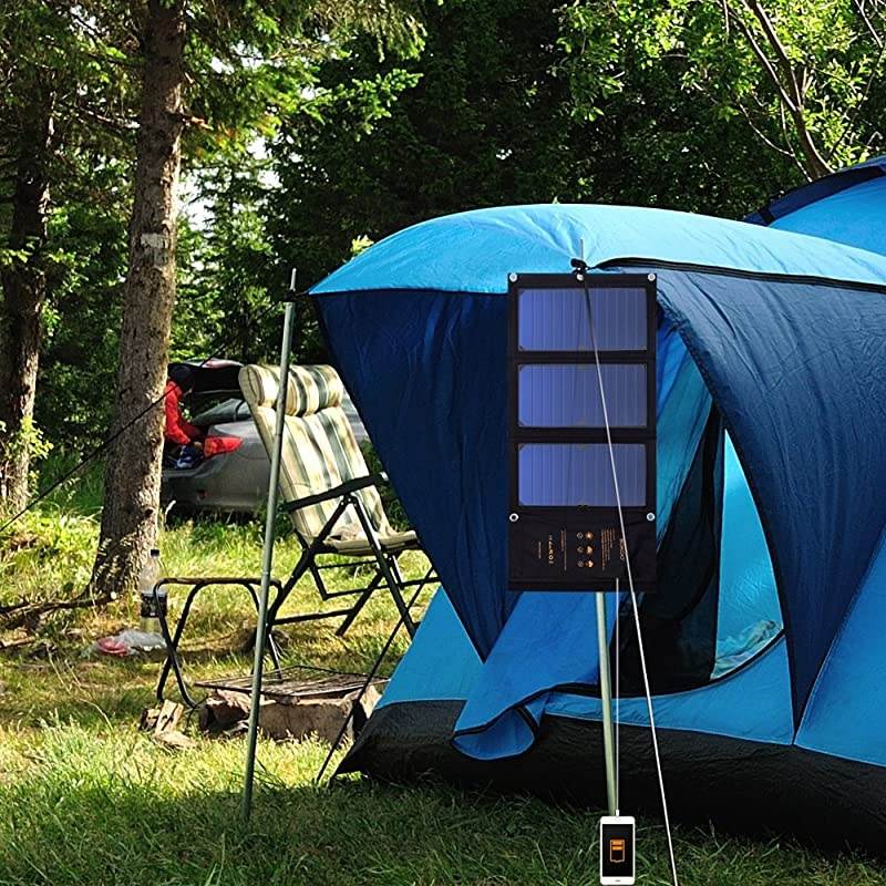 USB Solar Panel,  22W 2-Port Solar Charger(5V/4.8A Max), Portable Foldable Solar Phone Charger Uses for iPhone12/11/XS Max/XR/X/8/7, iPad, Galaxy, LG, and Any USB Devices.