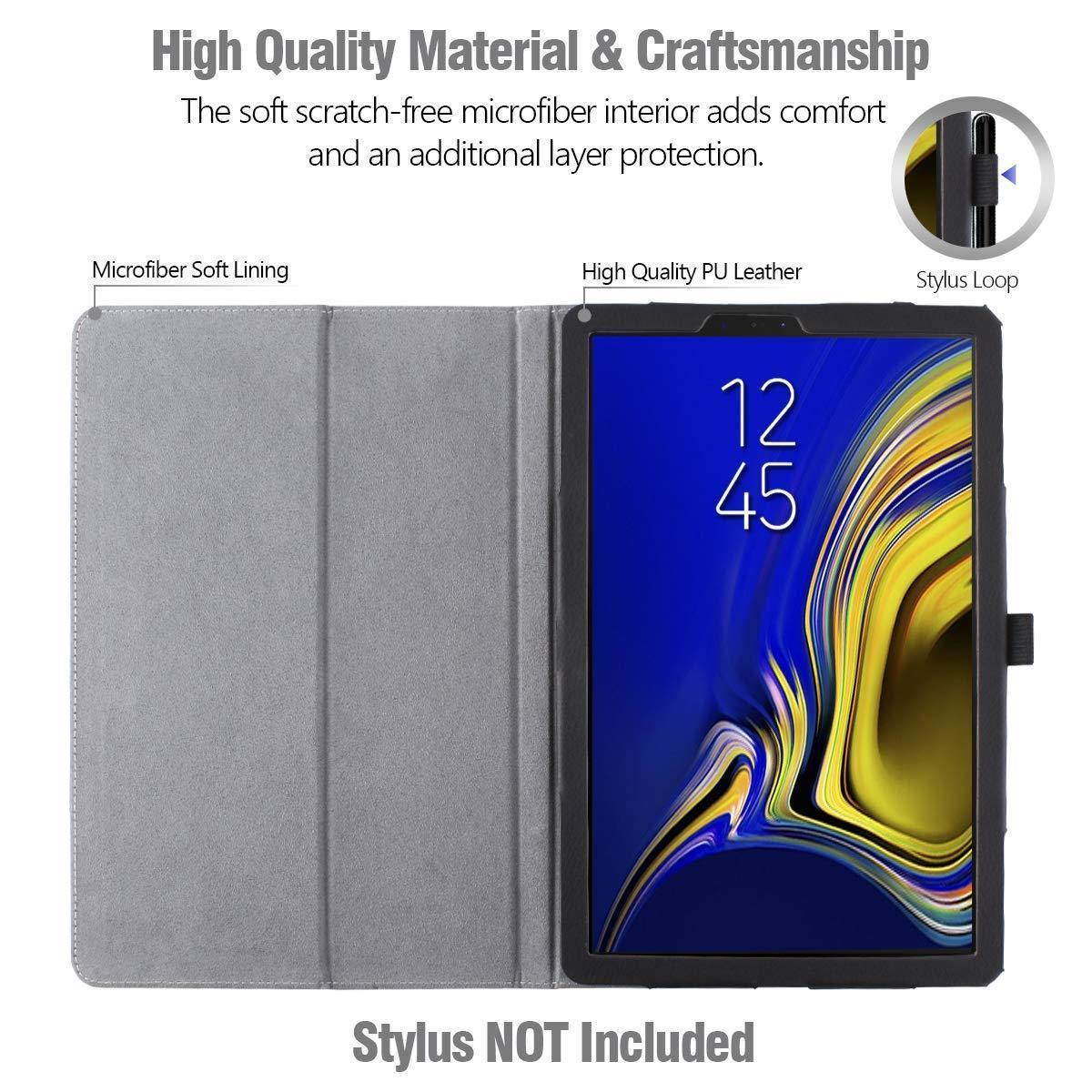 Galaxy Tab S4 10.5-inch 2018 Tablet Case,Poetic Flip Leather Stand Cover Black