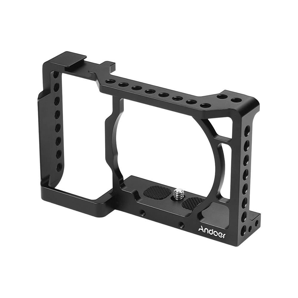 Andoer Camera Cage + Top Handle Kit Video Film Movie Making Stabilizer Aluminum Alloy 1/4 Inch Screw with Cold Shoe Mount for Sony A6500/A6400/A6300/A6000 Camera