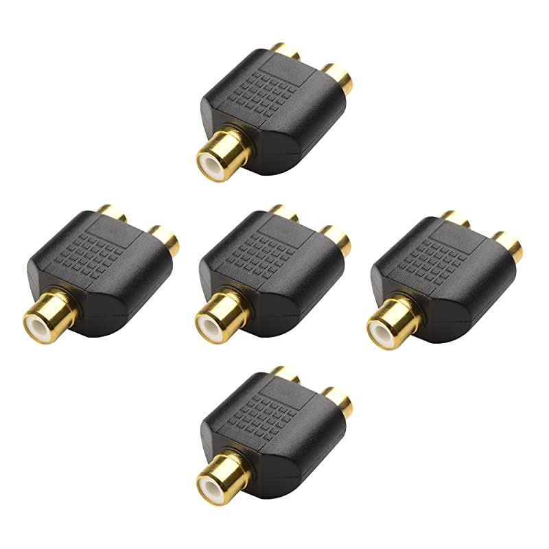 5Pack Gold Plated RCA Split Adapter