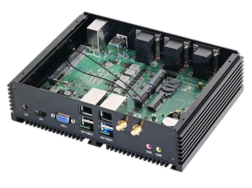Partaker Fanless Industrial Computer, IPC, Desktop PC, Windows 10 Pro/Linux Ubuntu, Intel Core I3 6157U, GPIO, Watchdog, 2*intel i211, 6*COM RS232 RS422 RS485, 16GB Ram 240GB SSD