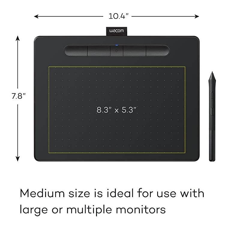 CTL6100WLK0 Intuos Wireless Graphics Drawing Tablet with Software Included, 10.4" X 7.8", Black