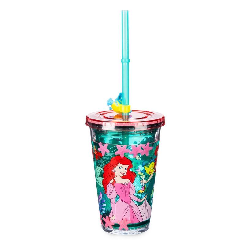 Disney The Little Mermaid 8.2oz Plastic Tumbler with Straw Green/Purple - Disney Store