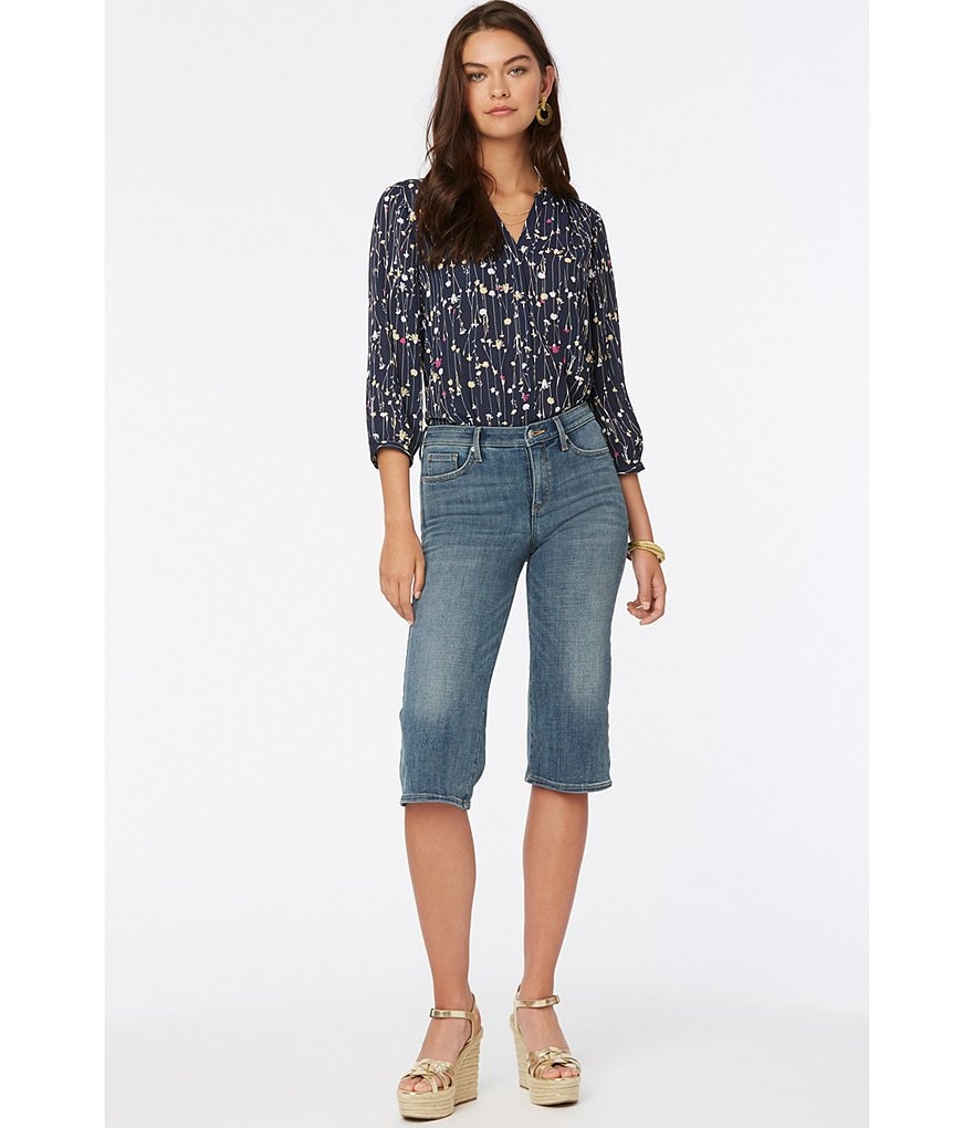NYDJ Petite Size Wide Leg Pedal Pusher Straight Hem Capri Jeans