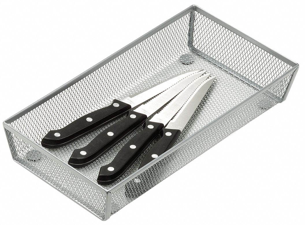 Honey-can-do 1-Compartment Cutlery Tray, 12-1/2" L x 6-1/2" W x 9-3/4" H, Steel