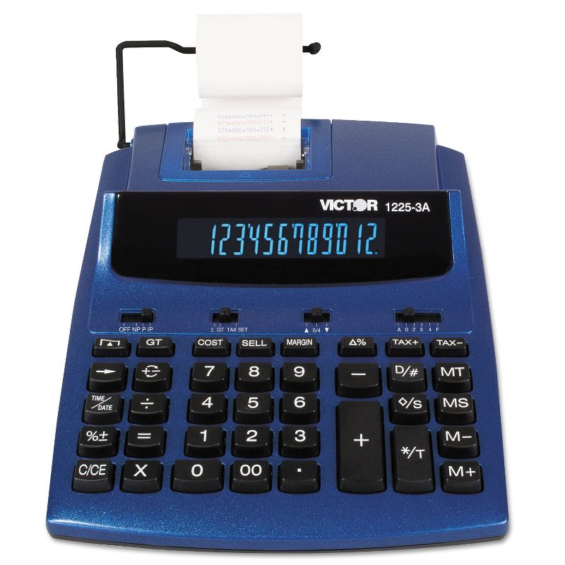 Victor 1225-3A Antimicrobial Two-Color Printing Calculator Blue/Red Print 3 Lines/Sec 12253A