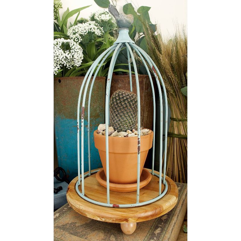 Set of 3 Farmhouse Metal and Wood Bird Cage Novelty Planters - Olivia & May