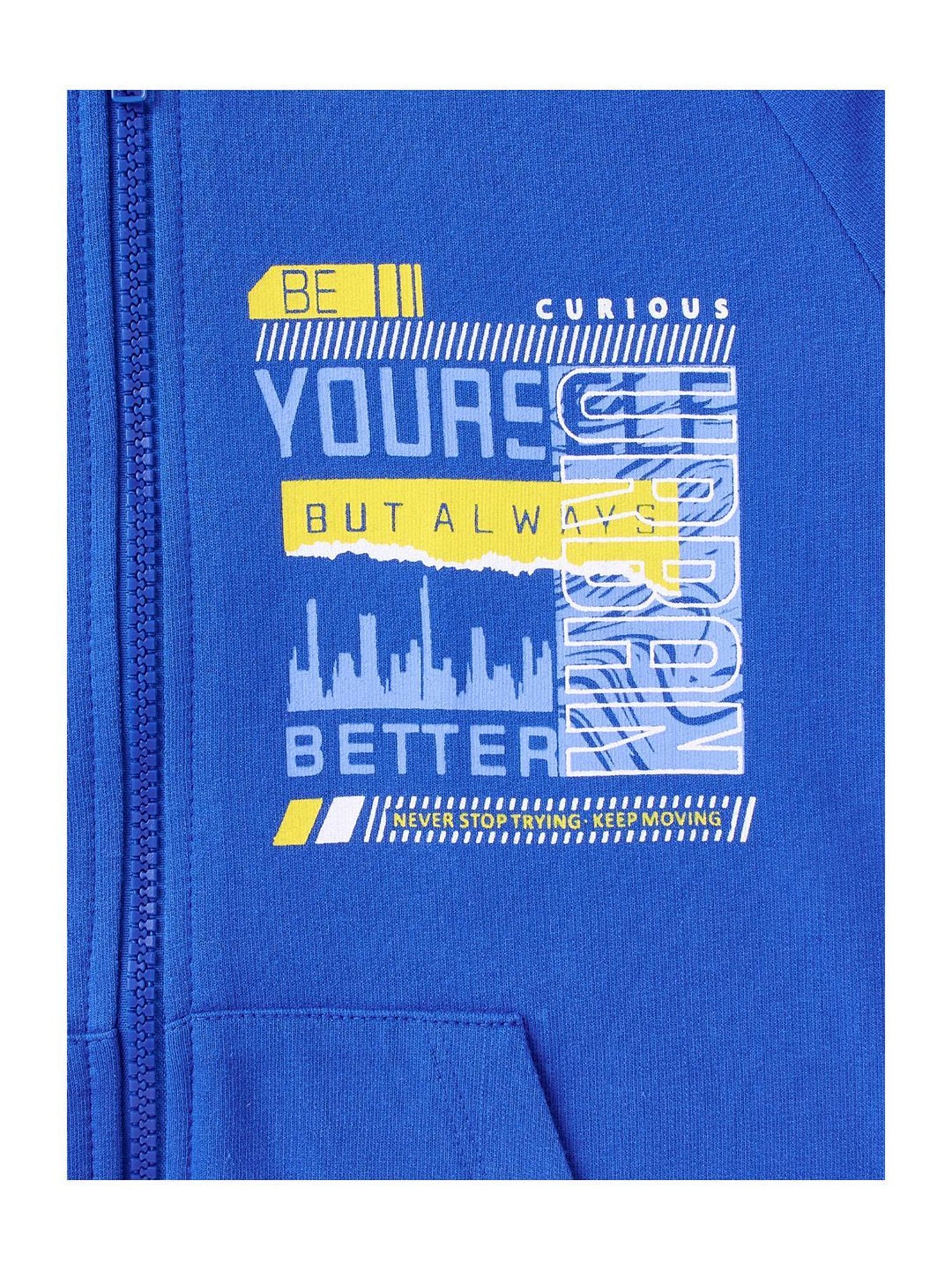 Cub McPaws Kids Blue & Yellow Cotton Printed Full Sleeves Sweatshirt