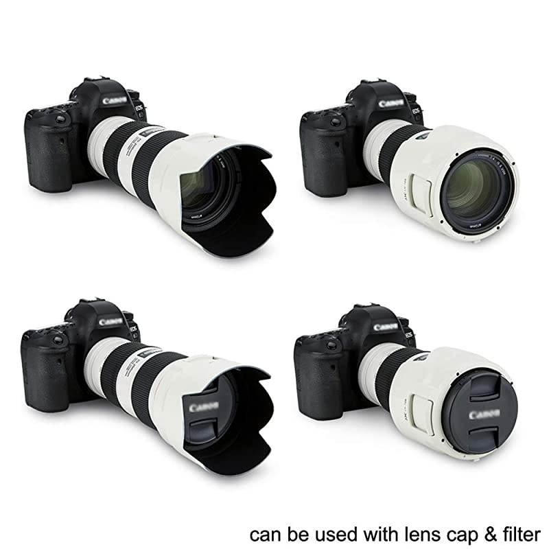 Hood Shade amp Tripod Mount Ring Collar for Canon EF 70200mm f4L is II USM Replaces Canon ET78B Hood amp Canon A2 Ring White