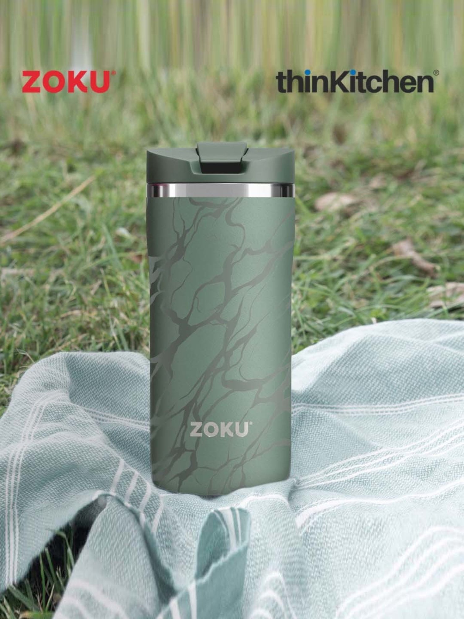 Zoku Green Stainless Steel Marble Travel Mug (0.355 L)