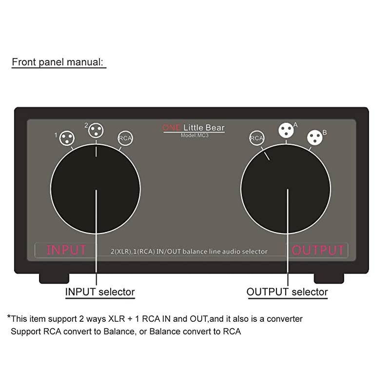 Little Bear MC3 3-IN-3-OUT XLR Balanced/RCA Stereo Converter Audio Selector Splitter Box Passive Preamp XLR to RCA Audio Switch (XLR & RCA)