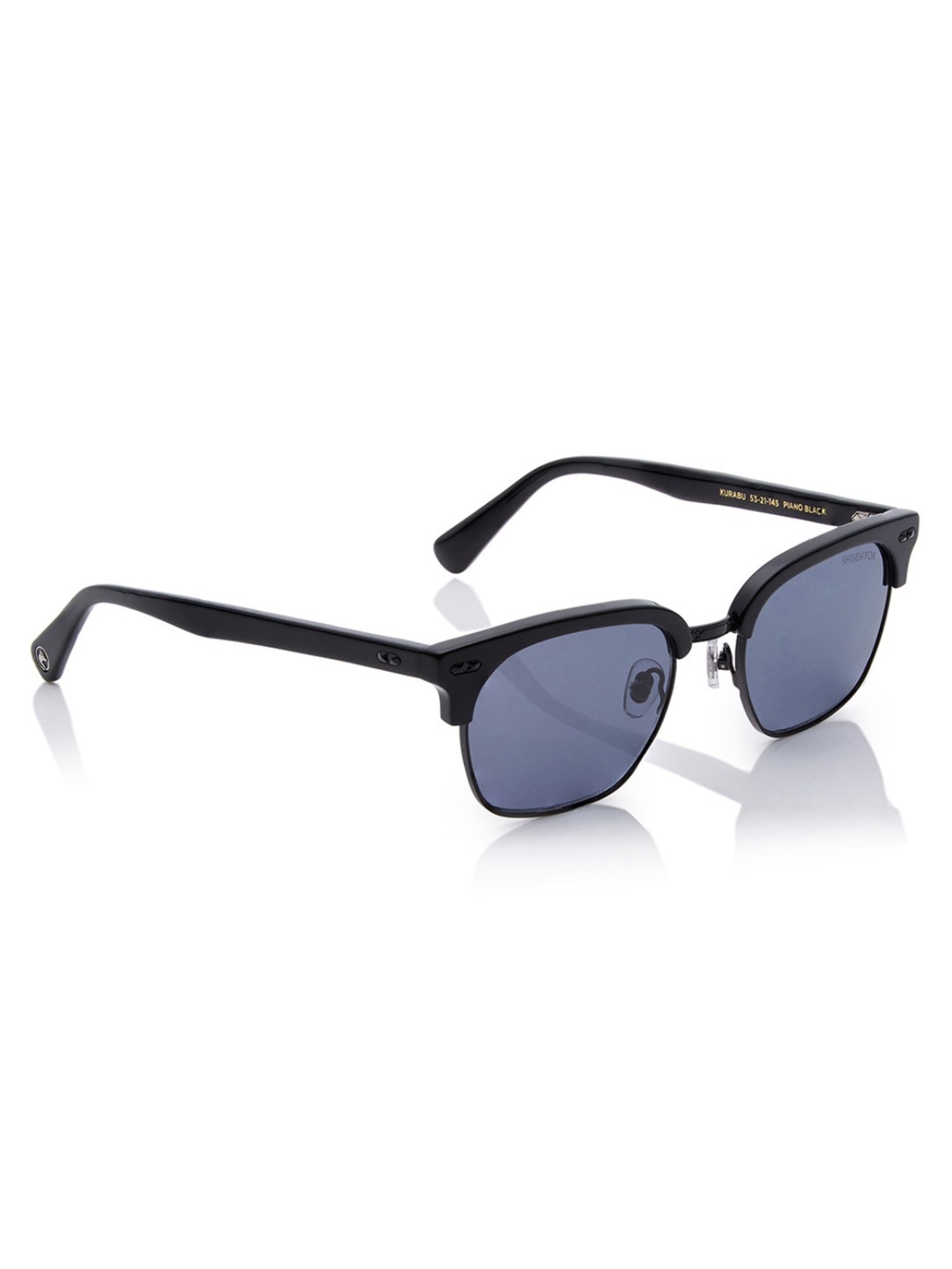 Shisen Fox Kurabu Piano Black Clubmaster Unisex UV Protection Sunglasses -53 mm