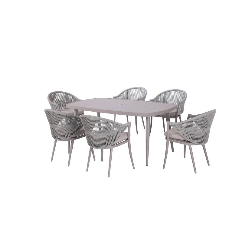 7pc Outdoor Aluminum Rope Dining Set Brown - Nuu Garden