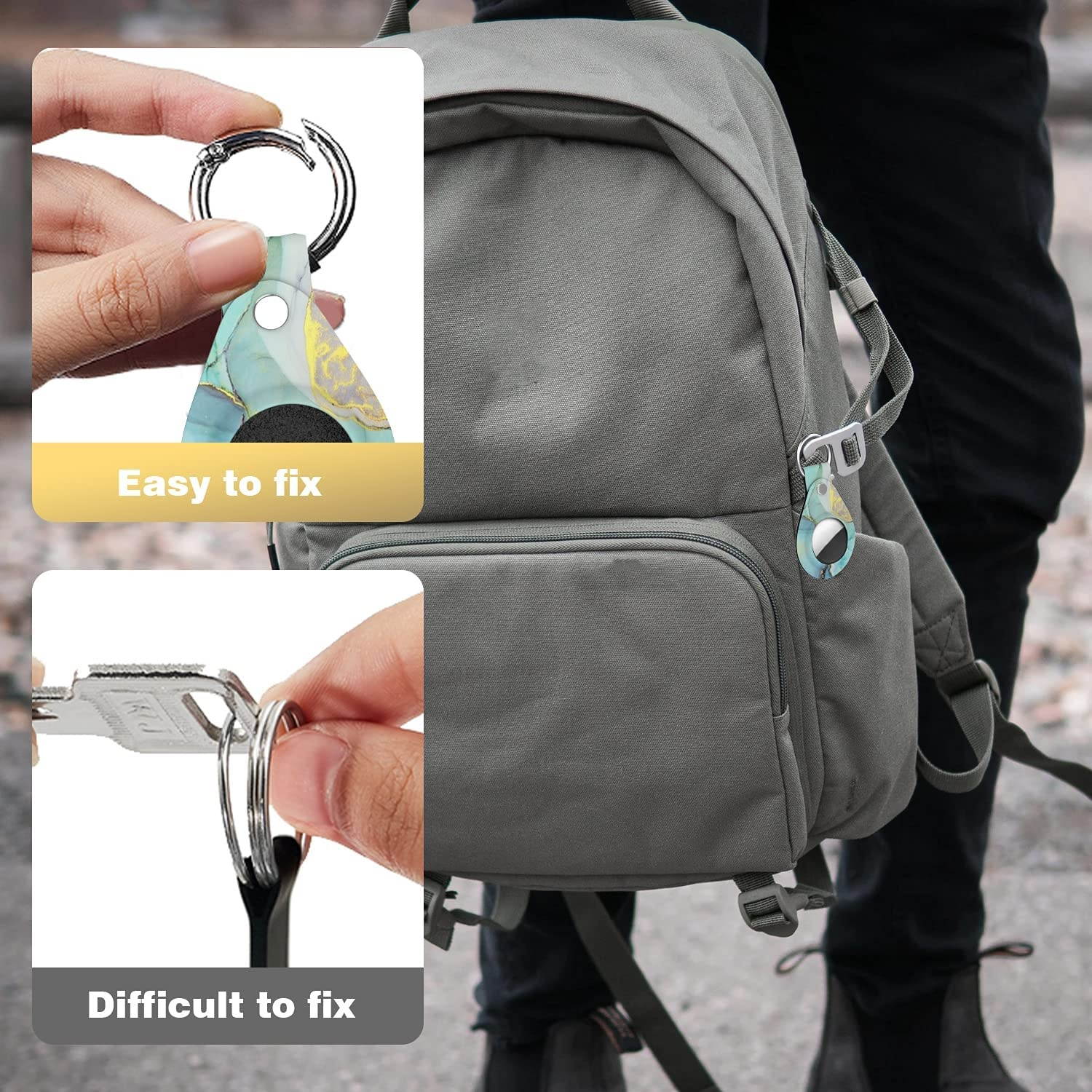 Maxjoy Compatible with AirTag Case, Cute Protective Case with Anti-Lost Keychain Shockproof Scratch Resistant Skin Cover Designed for Apple AirTag Tracker Device Key Phone Finder 2021, Mint Green