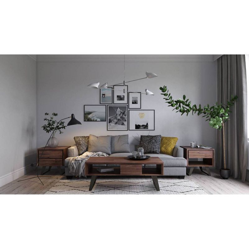 22" Mitchell Solid Acacia Wood End Table Distressed Charcoal Brown - WyndenHall