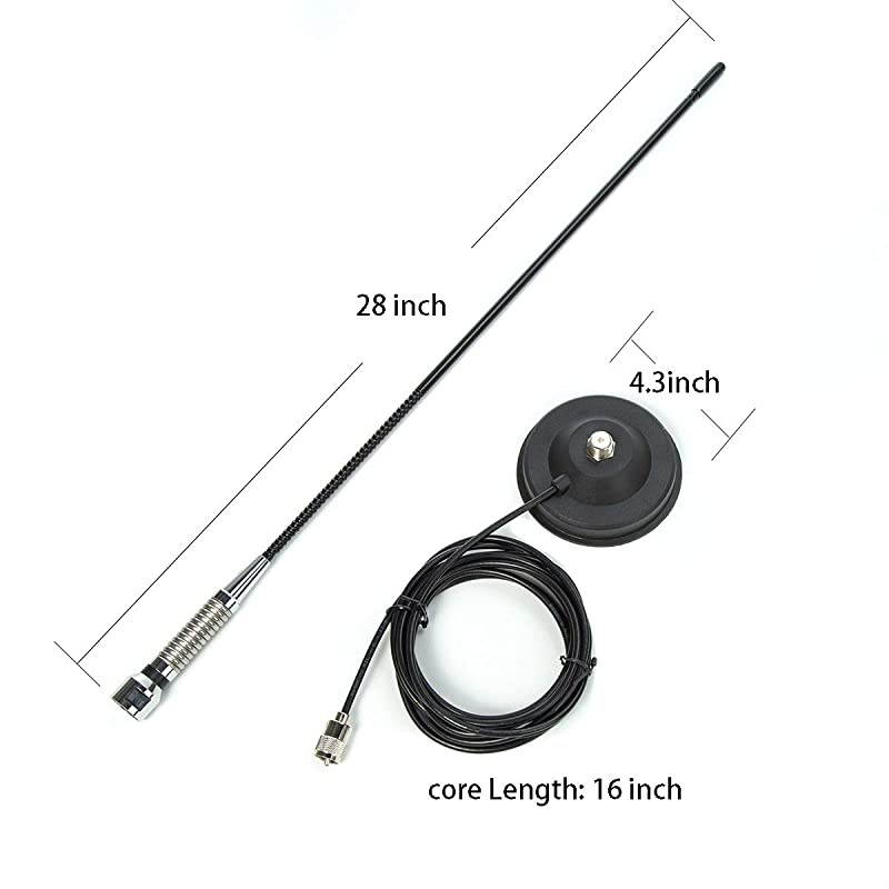 Antenna 28 inch 27 Mhz,Portable Indoor/Outdoor Antenna Full Kit with Heavy Duty Magnet Mount Mobile/Car Radio Antenna Compatible with President Midland Cobra Uniden Anytone