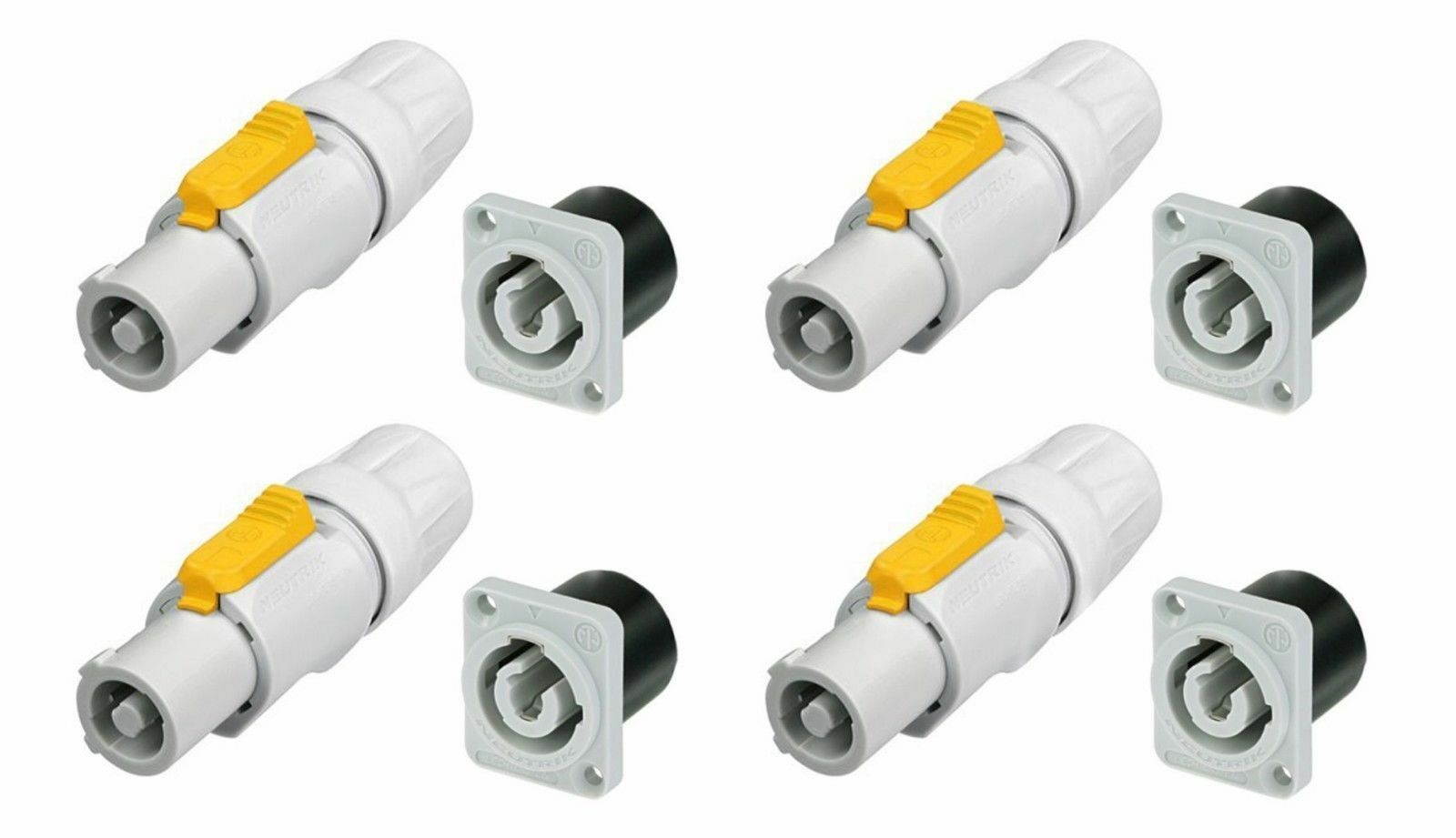 4 Pair Neutrik NAC3FCB & NAC3MPB-1 Powercon  Power Out Gray Rated 20A/250V AC