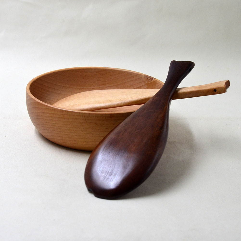 Vintage Japanese Style Fish Shape Wooden Soup Spoon Porridge Paddle Rice Spoon for Home (Lacquer Color)