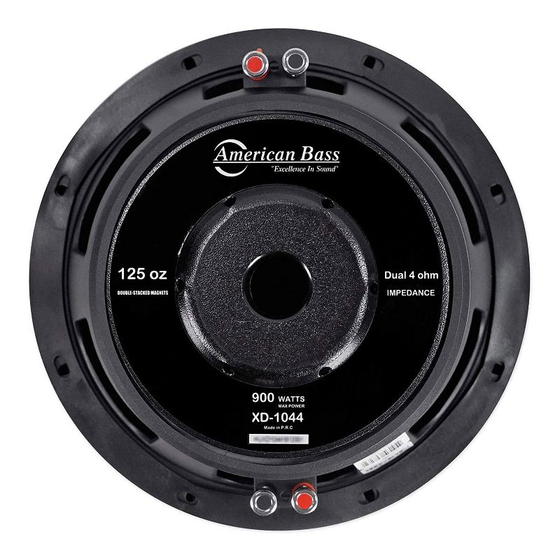 American Bass XD 1044 10 Inch Dual 4 Ohm Voice Coil 950 Watt Max Power Subwoofer Speaker with 120 Ounce Magnet and Push Terminals