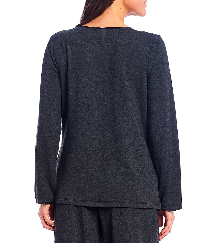 Cabernet Solid French Terry Notch V-Neck Long Sleeve Sleep Top