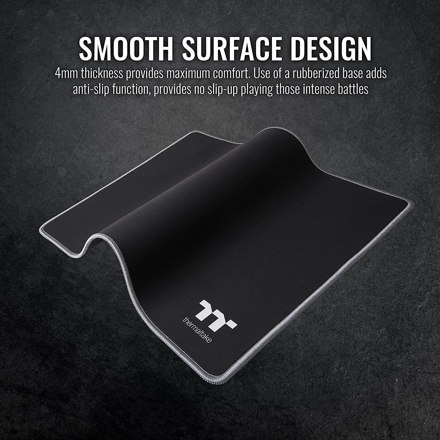 Thermaltake M500 Smooth Surface/Solid Sewing Edge/Splash-Proof/Anti-Slip Rubber Base 450mm x 400mm Gaming Mouse Pad GMP-TTP-BLKSLS-01, Medium