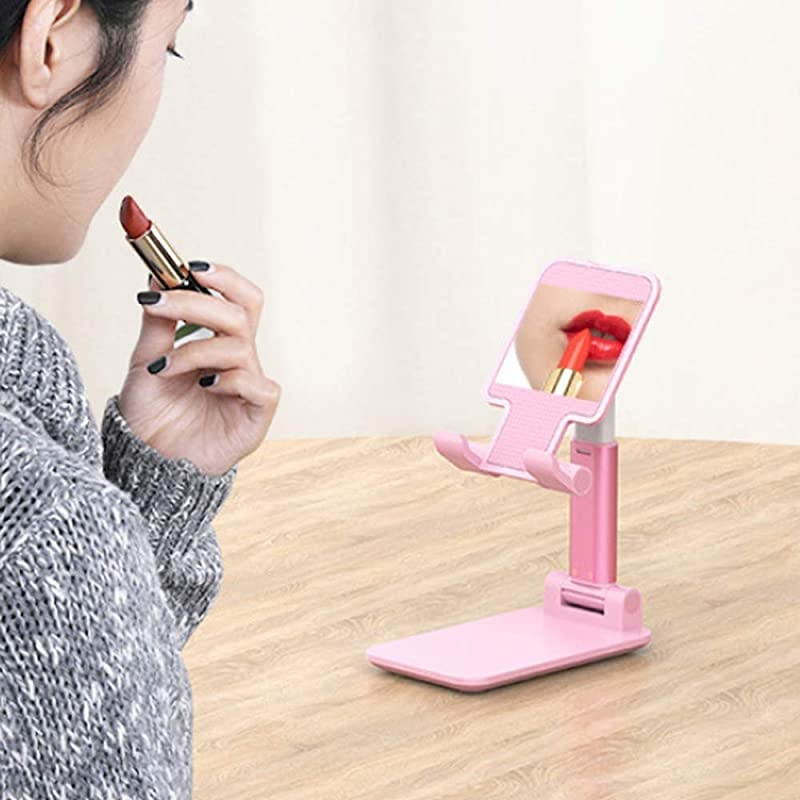 Phone Holder for Desk Foldable Adjustable Mobile Phone Stand for Bed Compatible with iPhone Mini ipad Tablet PC