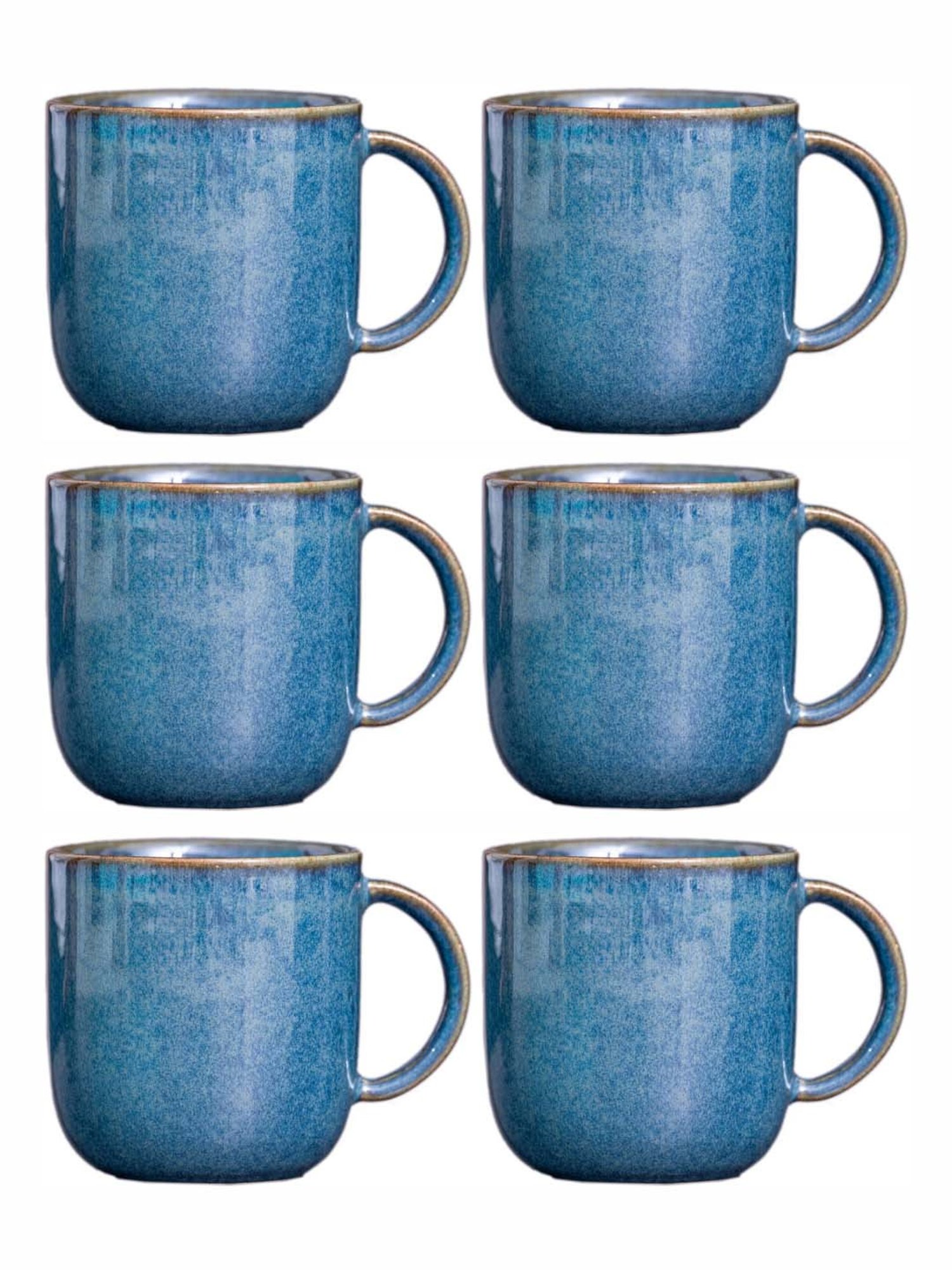 Goodhomes Blue Stoneware Coffee Mugs (0.2 L) - Set of 6