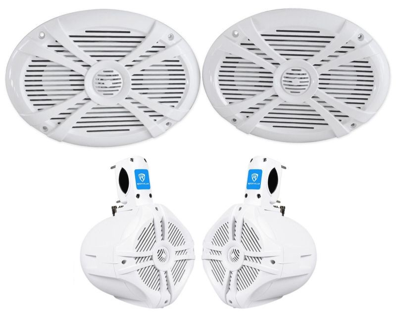 2   RMSTS69W 6x9 1000w Waterproof Marine Boat Speakers+2 Wakeboards