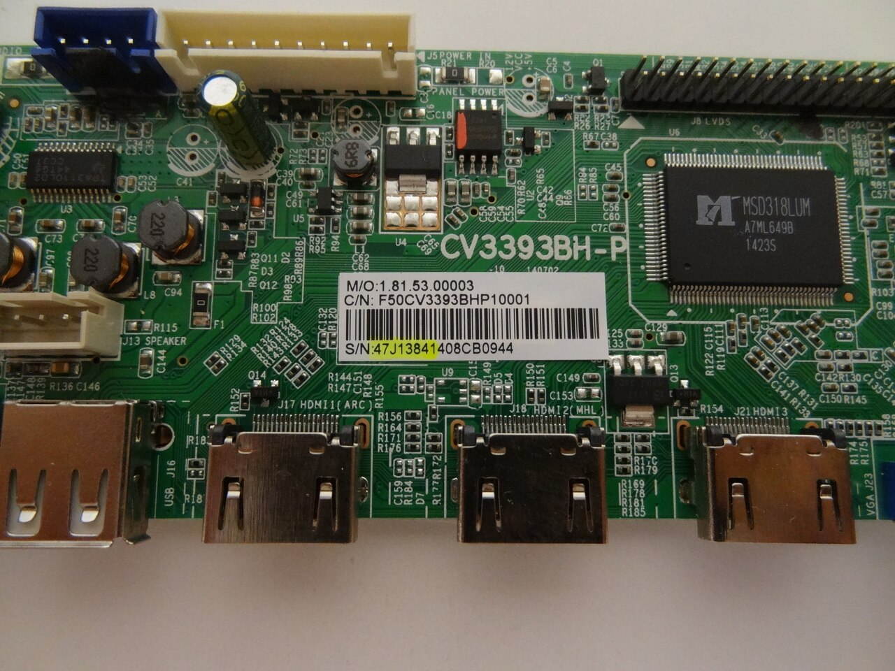 Westinghouse DWM48F1G1 Main Board (CV3393BH-P) 47J1384 -