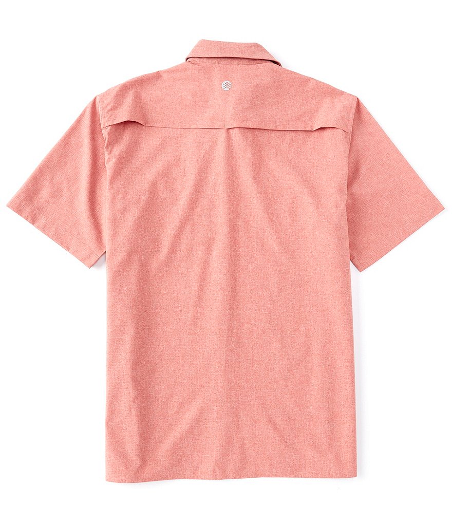 Solaris Short-Sleeve Capeback Heathered Button-Front Shirt