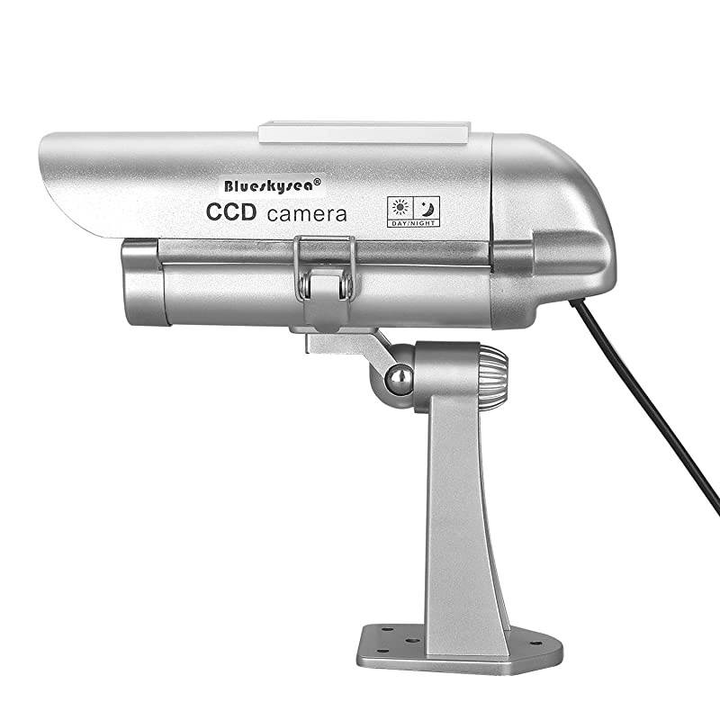 Dummy Outdoor Camera Fake Security CCTV Cam with Solar Powered Human Sensor Flash Lights for Home Lane