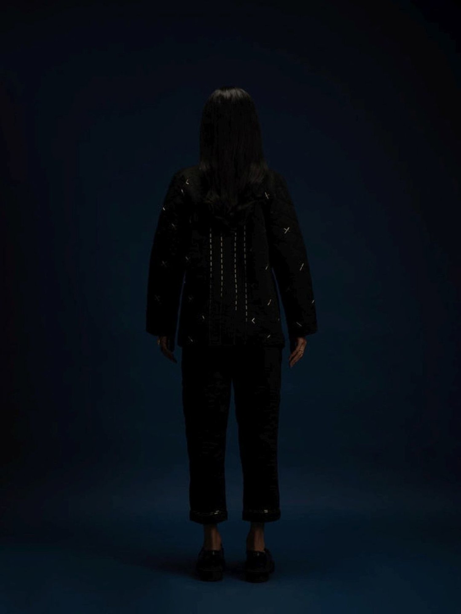 Khajoor Studio Black Fragments Dancing Stars Quilted Jacket with Pant