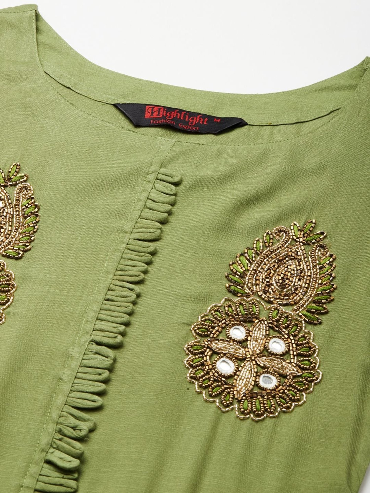 HIGHLIGHT FASHION EXPORT Green Embellished Maxi Dress