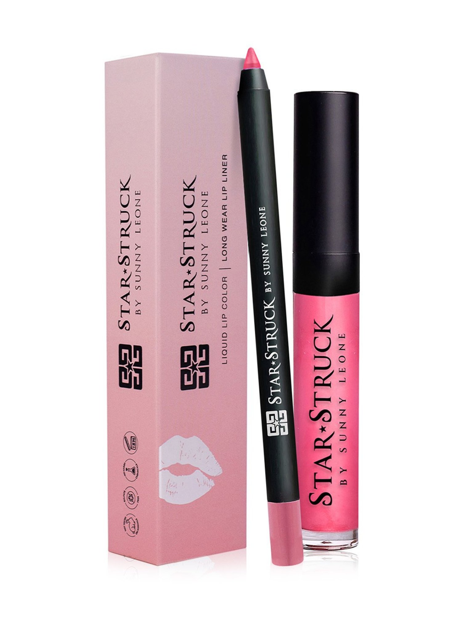 StarStruck By Sunny Leone Lip Gloss+Liner Lip Kit Pink Peony - Pack of 2