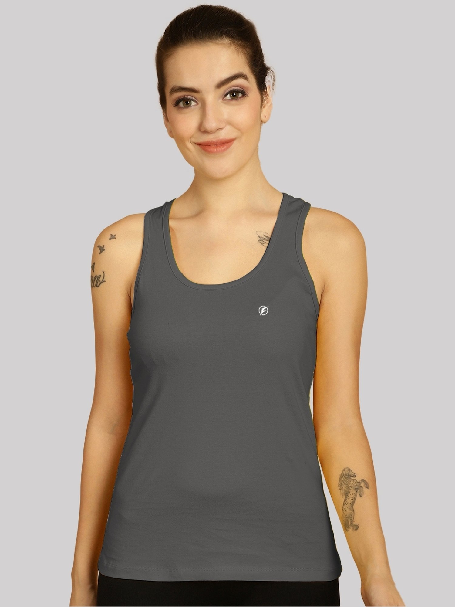 Friskers Purple & Grey Cotton Sports Tank Top - Pack Of 2