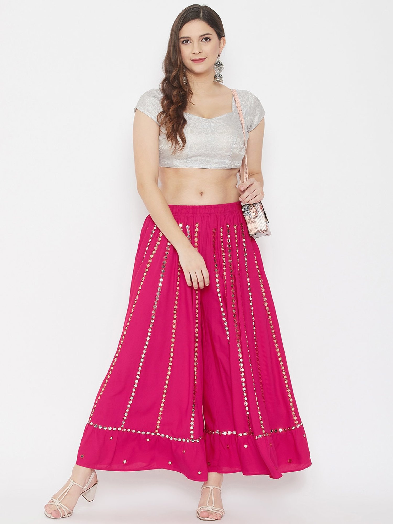 Castle Pink Mirror Work Palazzos