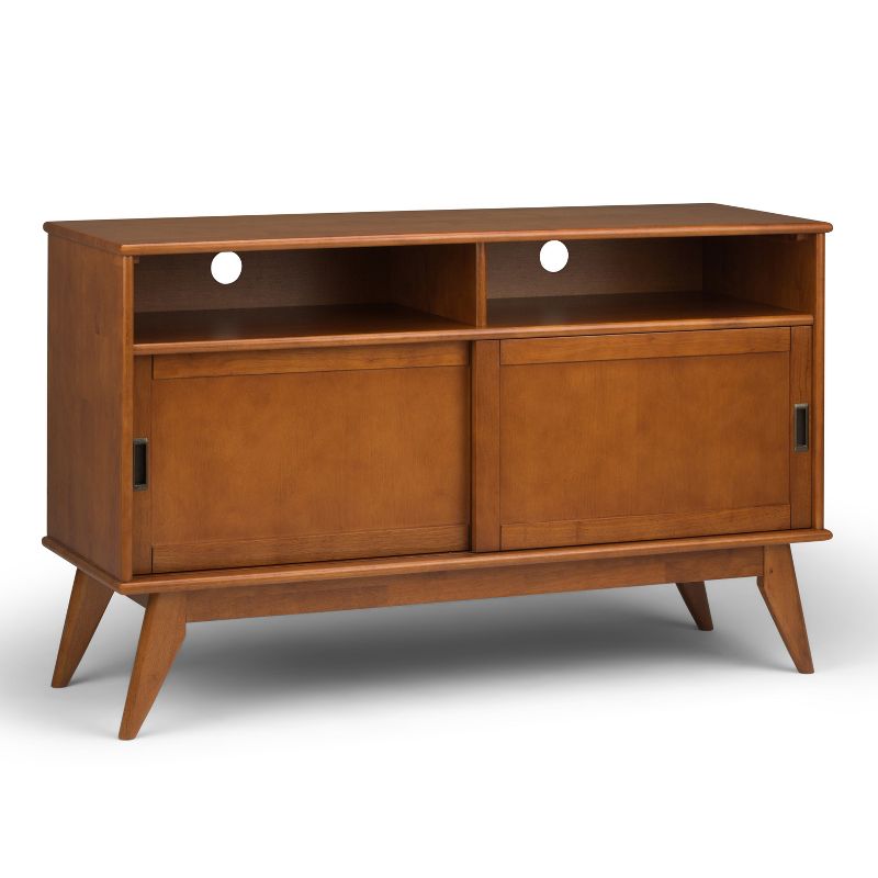 54" Tall Tierney Solid Hardwood Mid Century TV Stand Teak Brown - WyndenHall