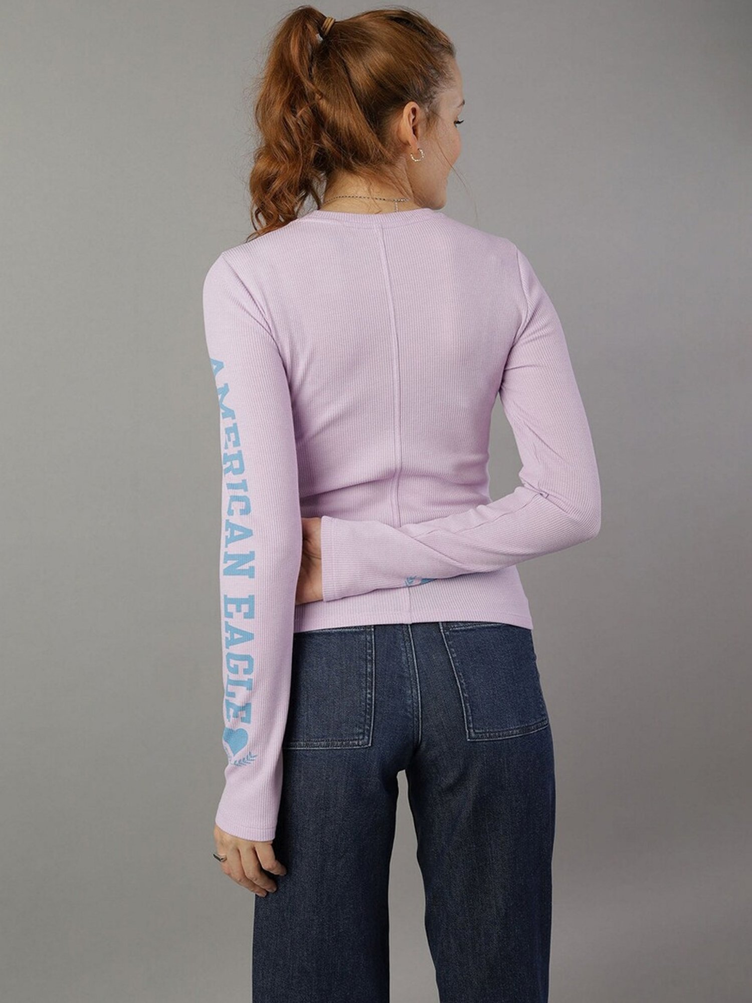 American Eagle Outfitters Purple Printed T-Shirt