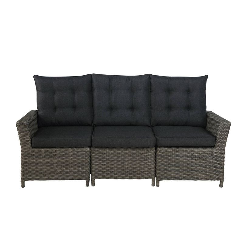 Asti Wicker 3 Seat Reclining Sofa with Cushions - Gray - Alaterre Furniture