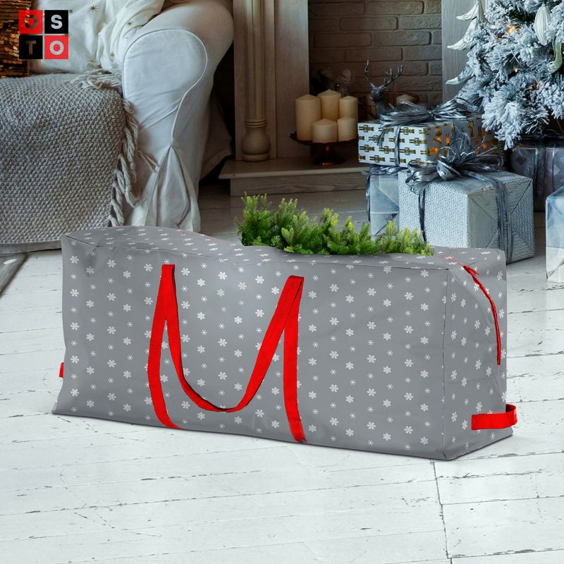 OSTO Artificial Christmas Tree Storage Bag for Disassembled Trees Up to 9 ft.; Has Shoulder Straps, 2-Way Zipper, and Card Slot, Waterproof Polyester