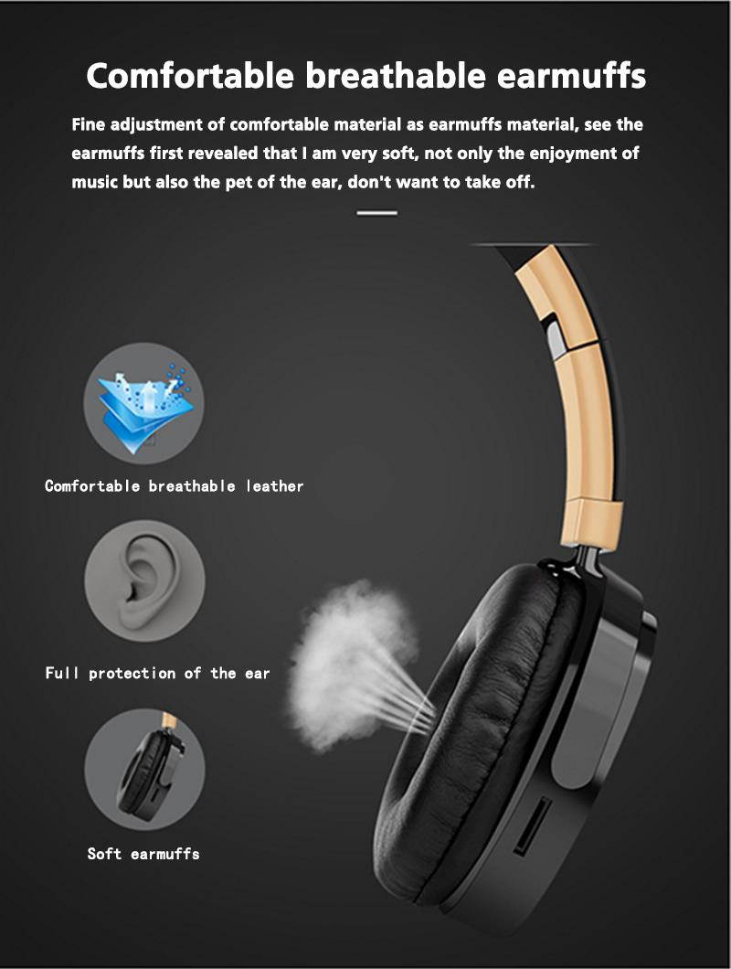 Dprui Foldable Wireless Earphone Hifi Stereo Music Gaming Headset Support Sd Card For Mobile Phone With Mic Bluetooth Headphone (Silver)