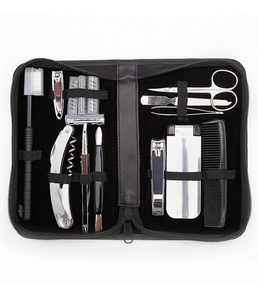 ROYCE New York Leather Travel & Grooming Toiletry Kit