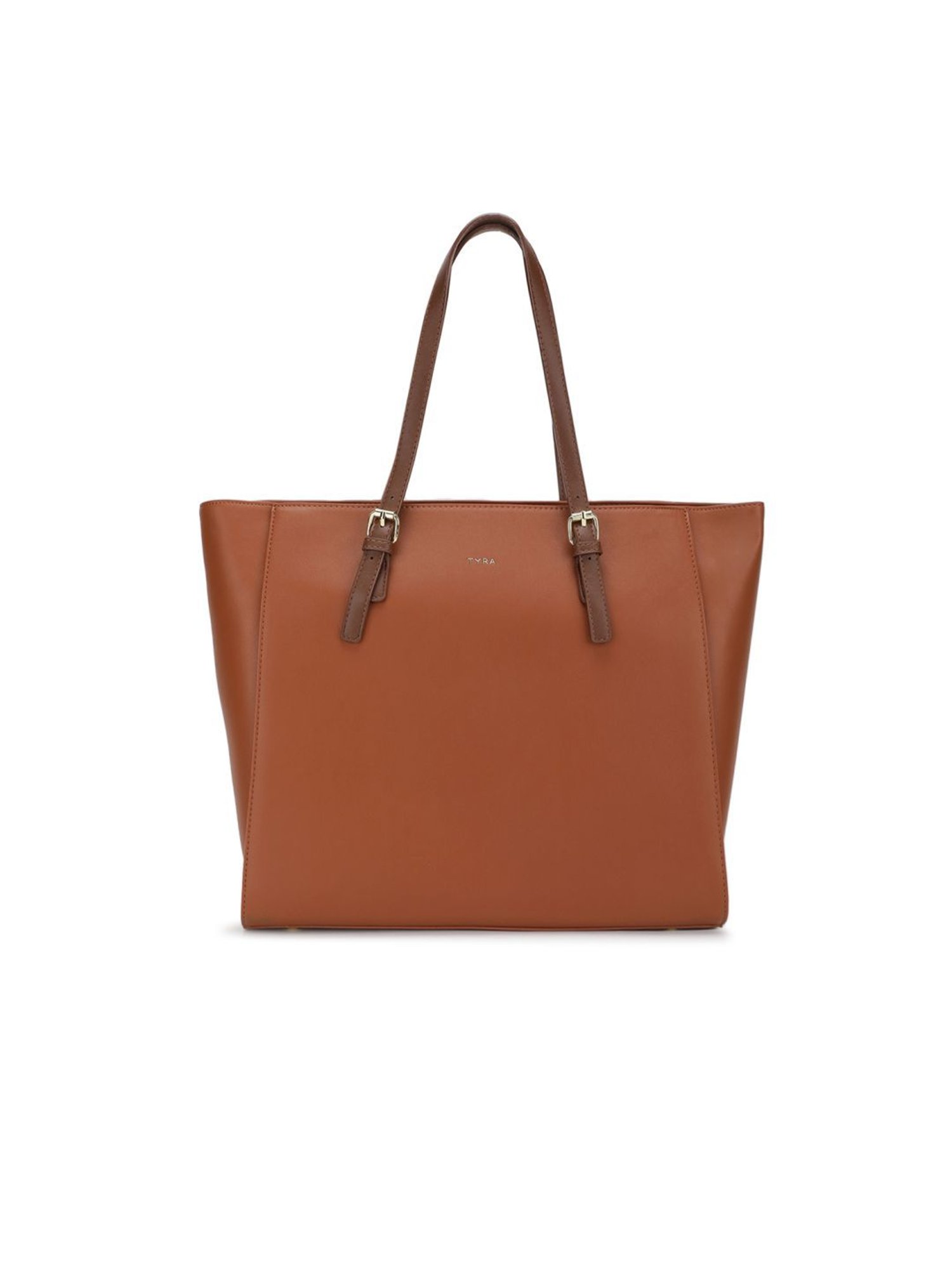 Tyra Abelia Brown Solid Faux Leather Tote Handbag