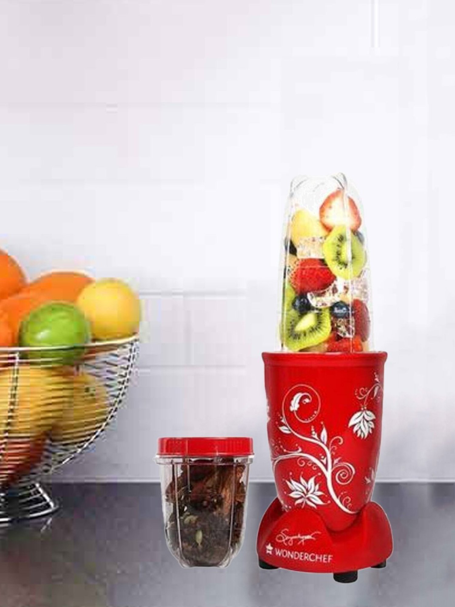 Wonderchef Nutri-Blend 400W 2 Jars Juicer Mixer Grinder (Red)