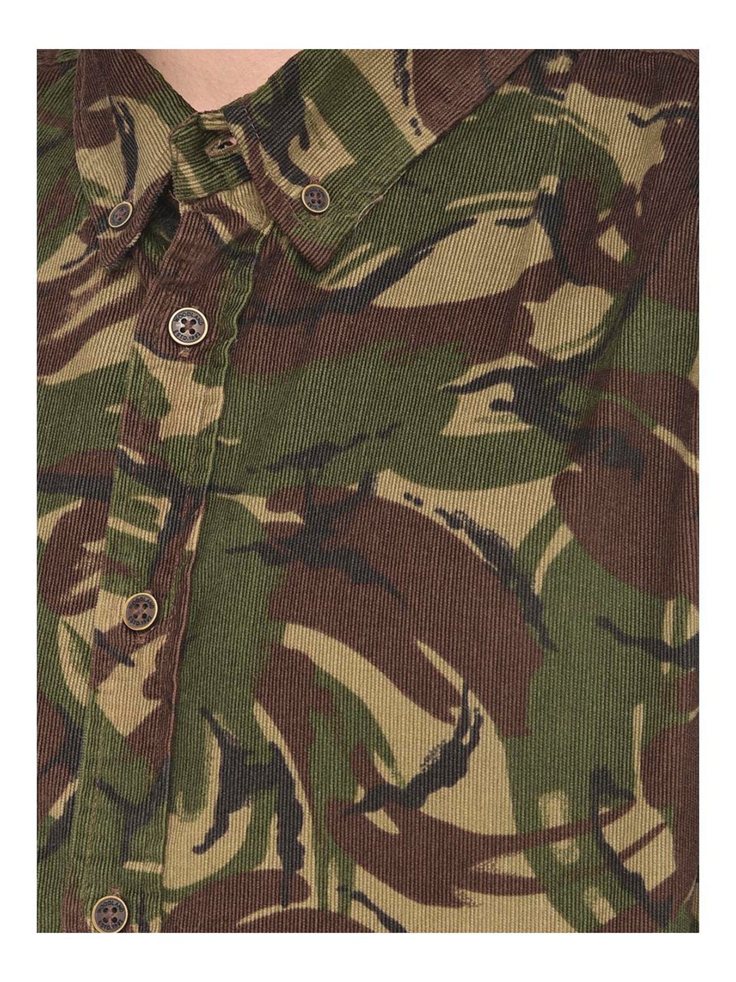 Woodland Olive Regular Fit Printed Cotton Shirt