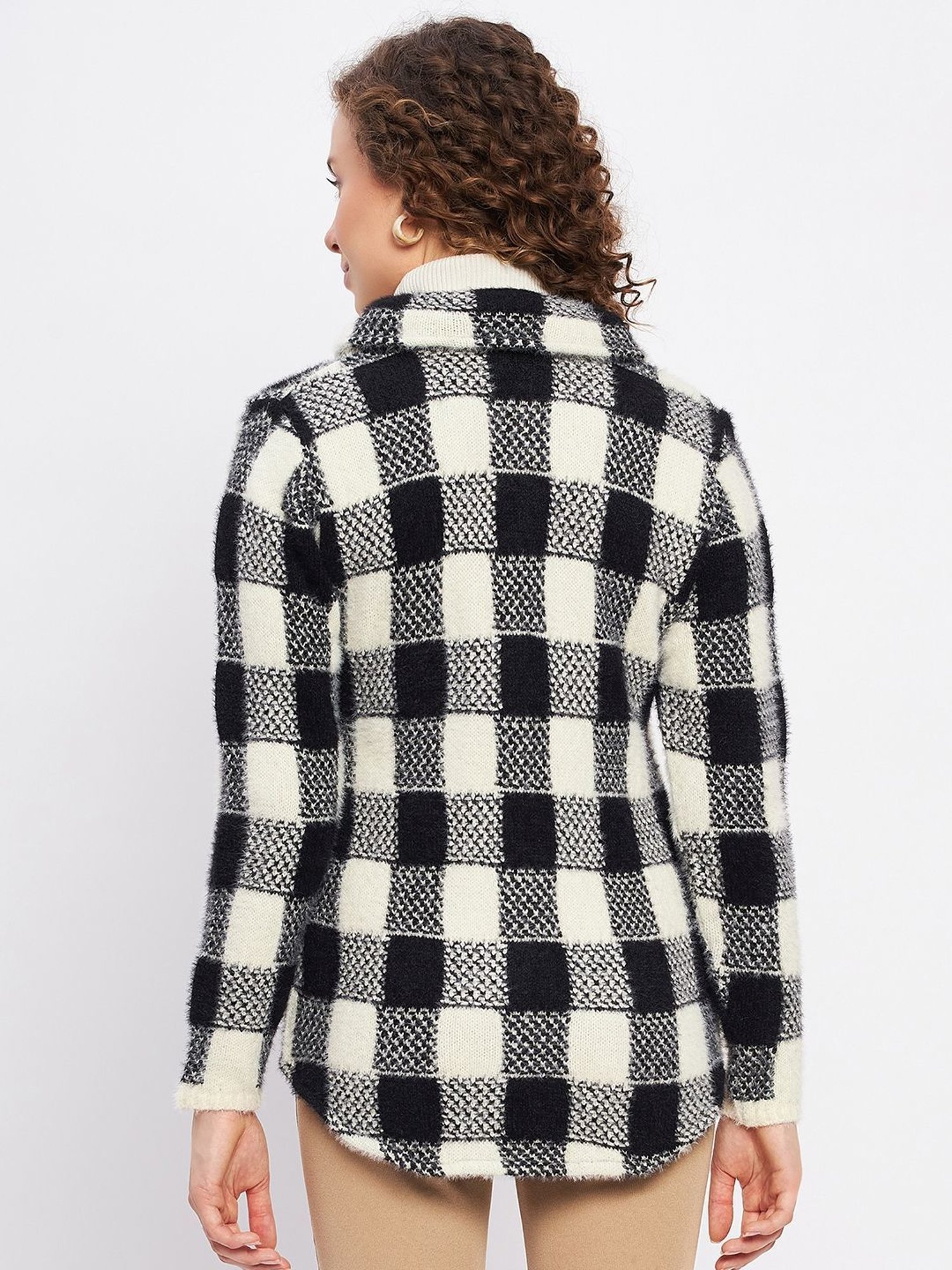 Duke Black & White Chequered Cardigan